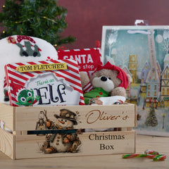 Personalised Christmas Crates With Snowman Christmas Box Keepsakes