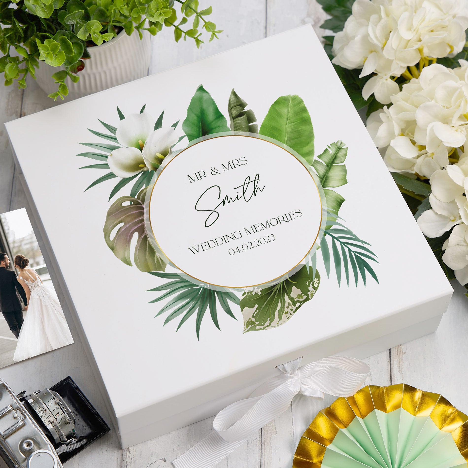Wedding Day Gift Personalised Keepsake Memory Box Rainforest Theme