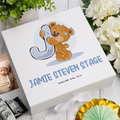 ukgiftstoreonline Personalised Teddy Design Baby Keepsake Memory Box