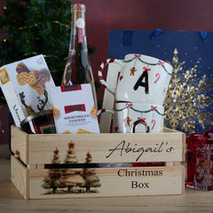 Personalised Christmas Crates With Trees Christmas Box