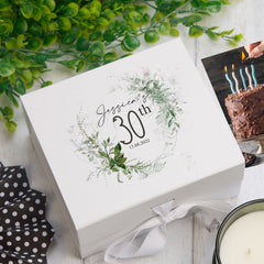 Personalised 30th Birthday Keepsake Box Gift With Botanical Design