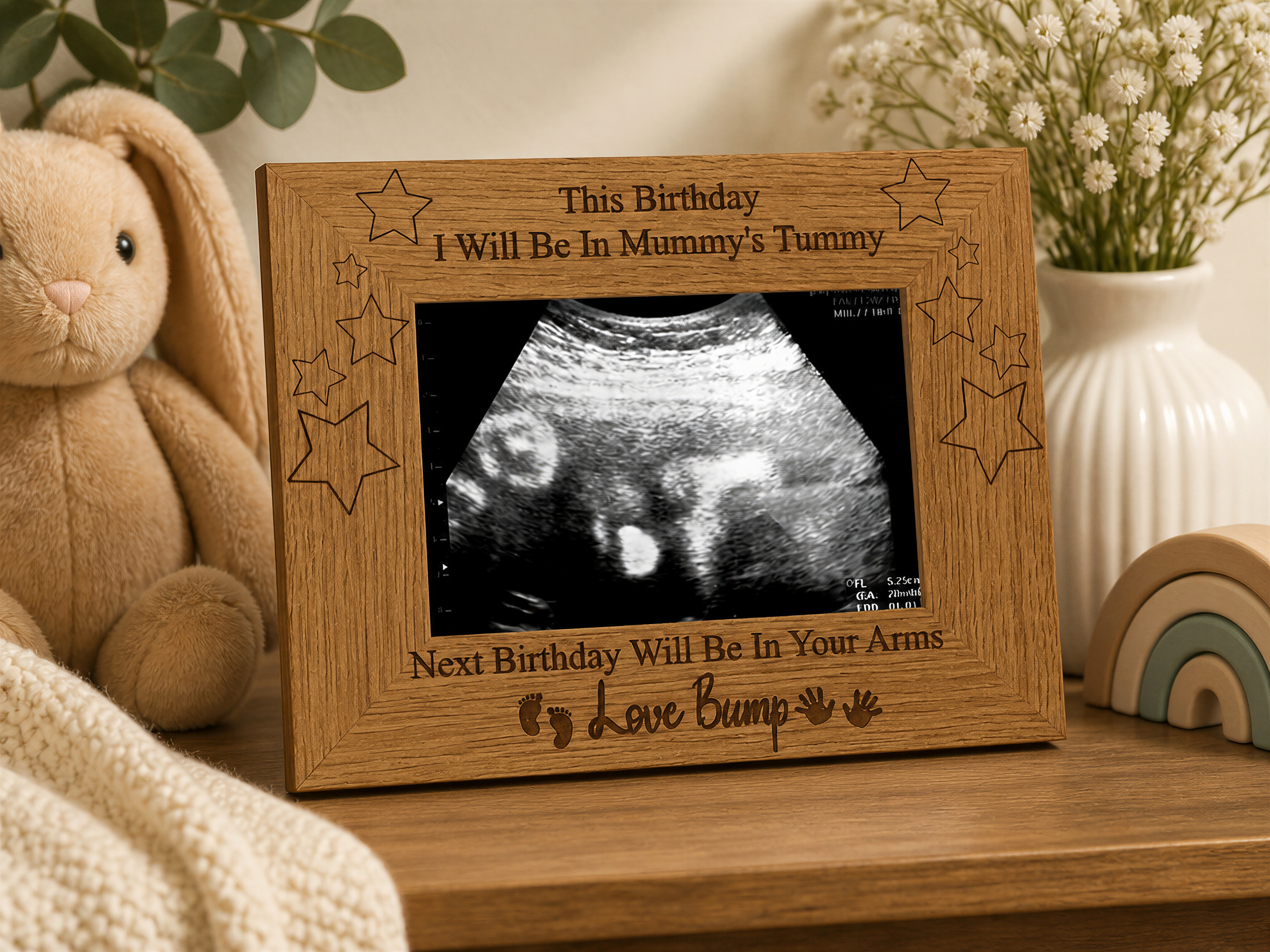 Birthday Gift For Dad To Be Engraved Wooden Baby Scan Photo Frame Baby Photo Frame ukgiftstoreonline