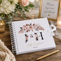 Personalised Boho Style Black Text Wedding Scrapbook Photo Album Scrapbook ukgiftstoreonline