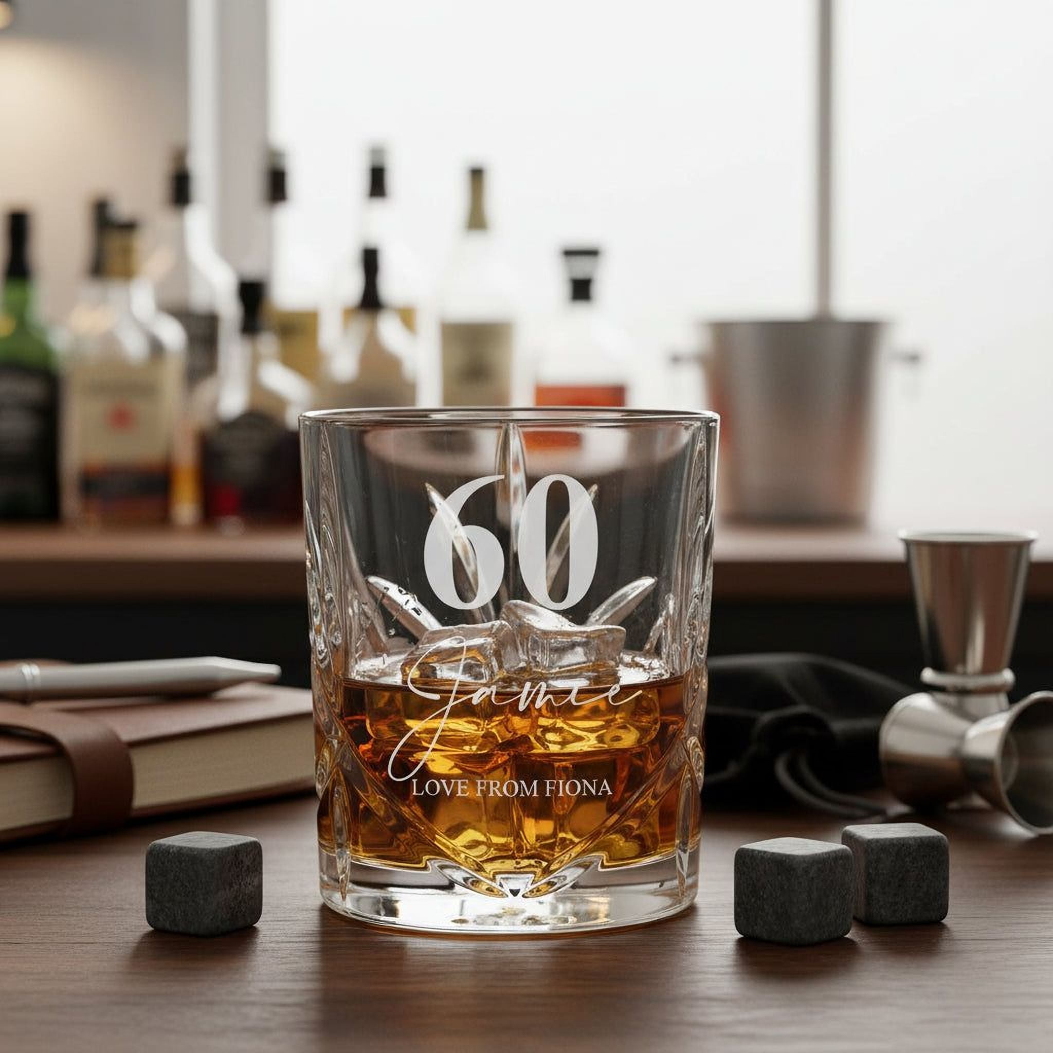 Engraved Personalised 60th Birthday Crystal Cut Whiskey Glass Gift Personalised Whiskey Glass ukgiftstoreonline