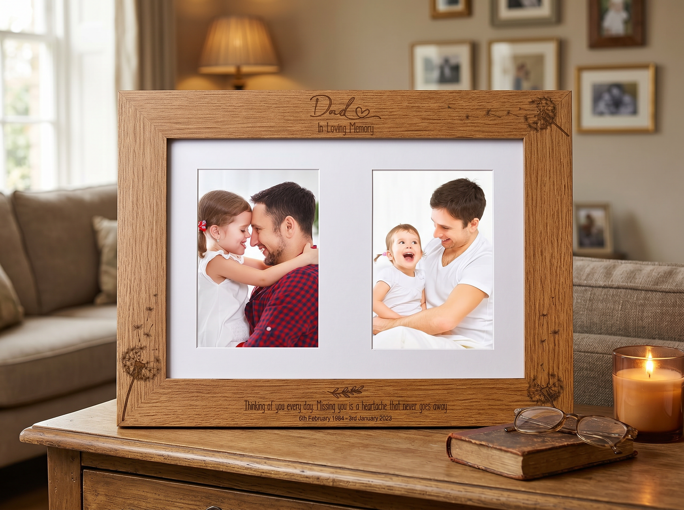 Dad In Loving Memory Photo Frame Double 6x4 Inch Personalised Photo Frame ukgiftstoreonline