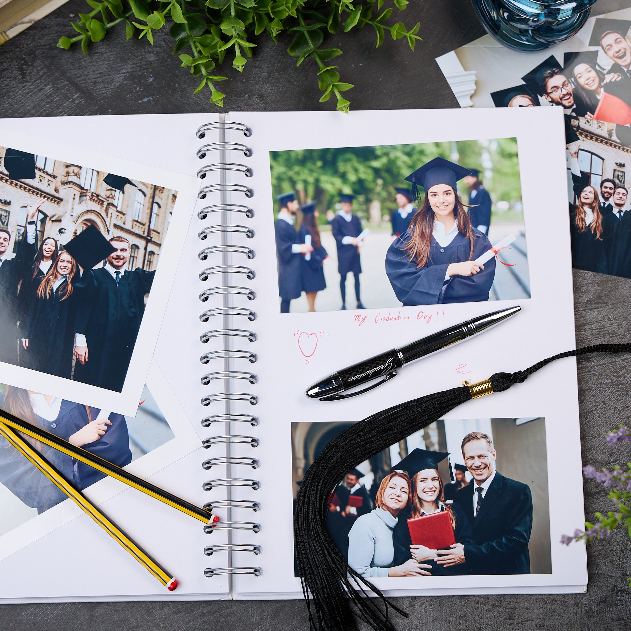 Large Graduation Photo Album Scrapbook With Watercolour Hat
