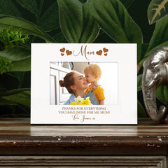 Personalised Engraved Mum White Wood Photo Frame Mothers Day
