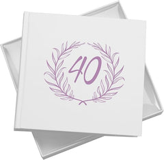 40th Birthday White Photo Album Gift For Her Or Him With Laurel Wreath Pack of 5 Wholesale Trade