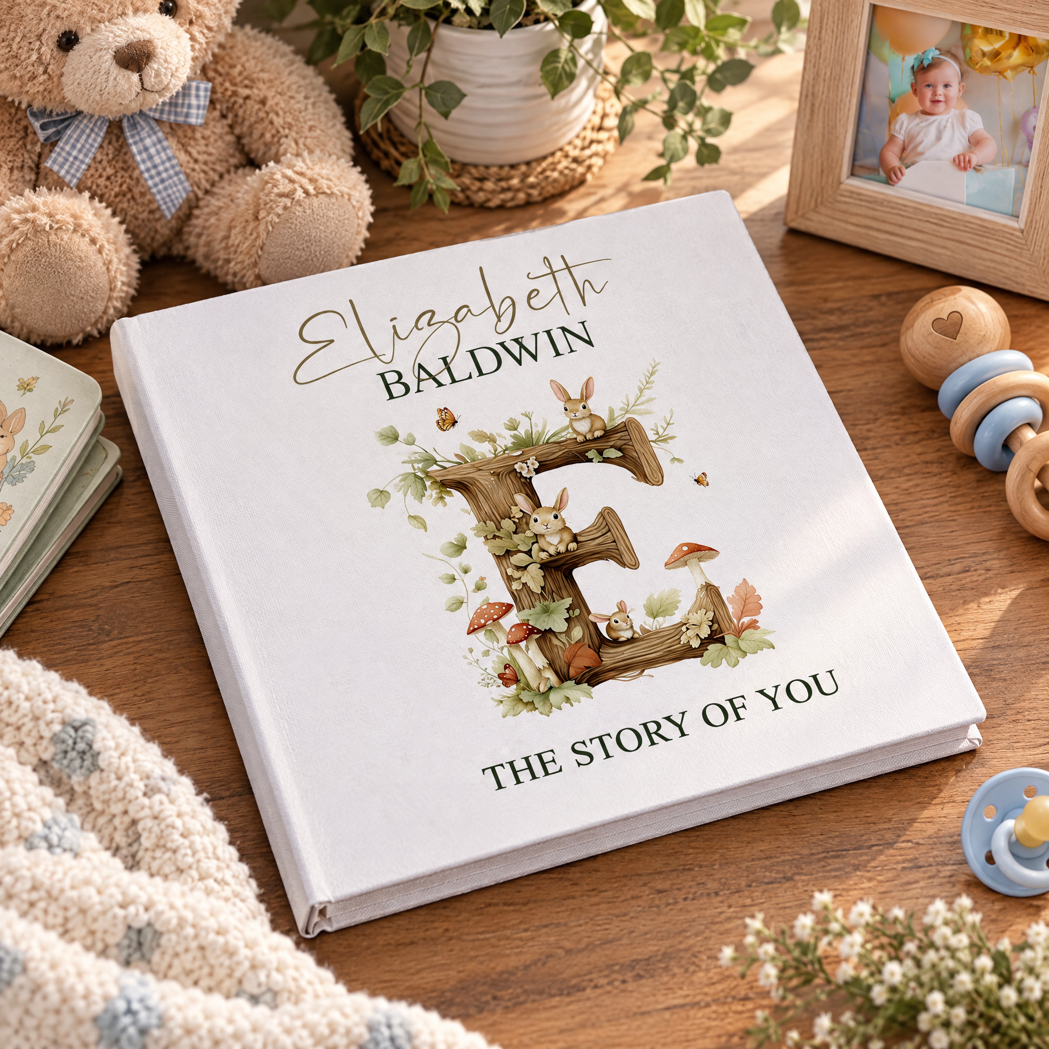 Large Personalised Book Bound Photo Album Woodland Alphabet Design Memory Book photo album ukgiftstoreonline