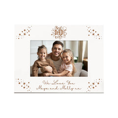Personalised Best Dad Ever Landscape White Wooden Photo Frame