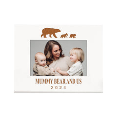 Mummy Bear and Us Personalised White Photo Frame Gift Engraved