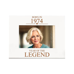 Personalised White Wood Birthday Photo Frame Year Of The Legend