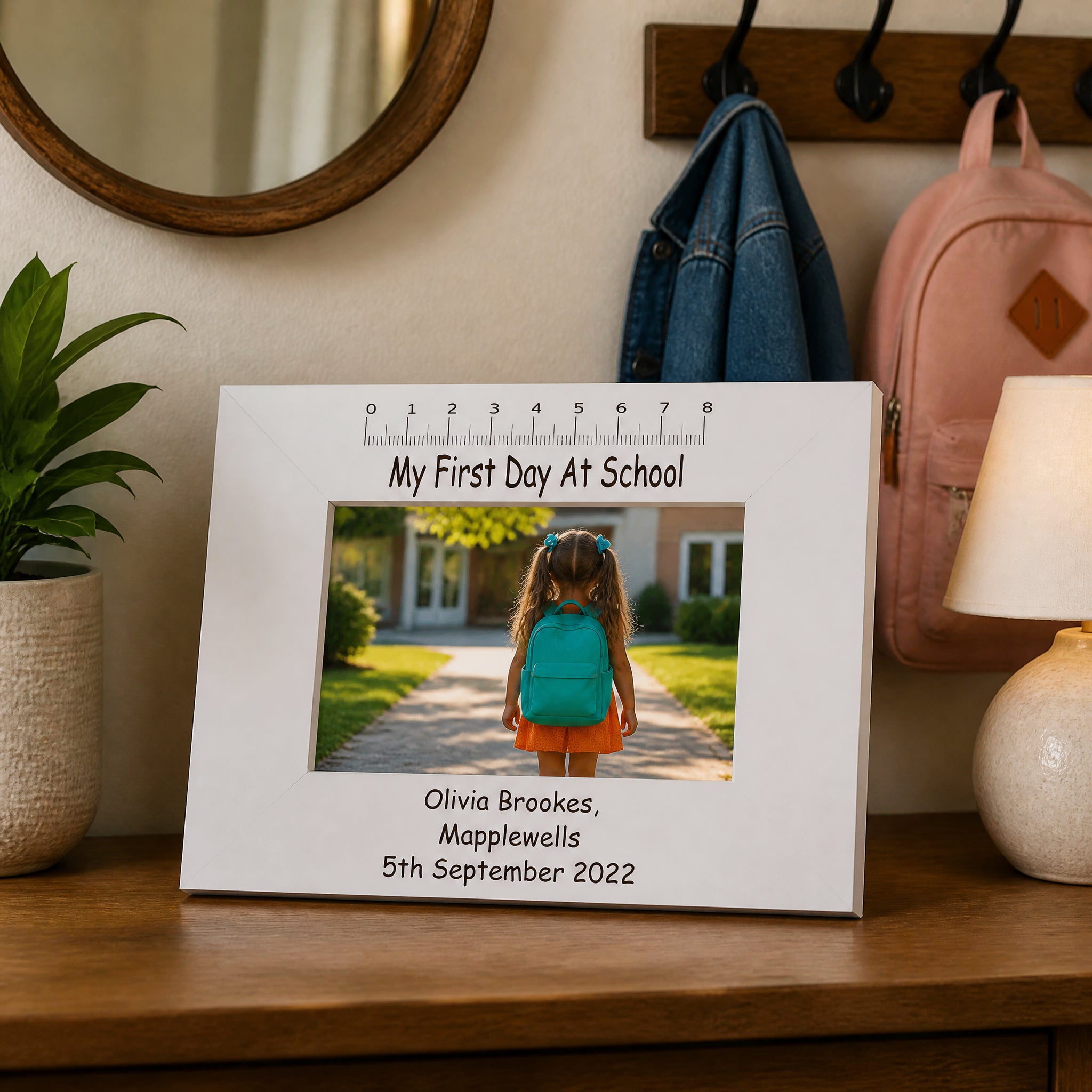 Personalised First Day At School White Photo Frame Engraved Photo Frame ukgiftstoreonline
