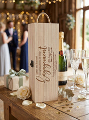 ukgiftstoreonline Personalised Engagement Gift Champagne or Wine Bottle Holder Gift Personalised Wine Glasses ukgiftstoreonline