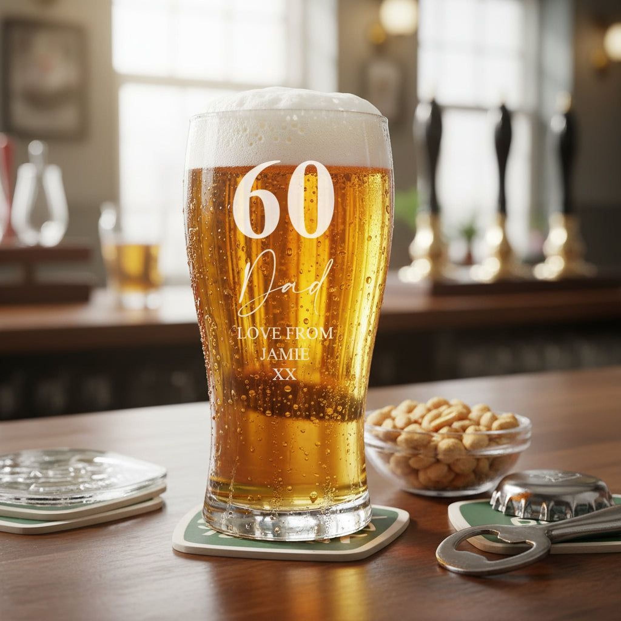 Engraved Personalised 60th Birthday Signature Pint Beer Glass Gift Boxed personalised beer glasses ukgiftstoreonline