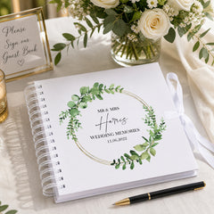 Personalised Wedding Scrapbook Photo Album Eucalyptus and Gold Wreath Scrapbook ukgiftstoreonline