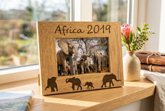 Personalised Elephant Design Engraved Wooden Photo Frame Travel Gift Photo Frame ukgiftstoreonline