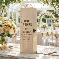Personalised Wooden Wine Champagne Box Father Of The Bride Gift Champagne Bottle Holders Raised Words