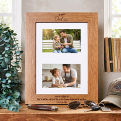 Personalised Dad Double Photo Picture Frame With Leaf Landscape Daddy Photo Frame ukgiftstoreonline