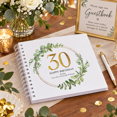 Personalised 30th Birthday Gift for her Scrapbook Photo Album Gold Wreath Design Scrapbook ukgiftstoreonline