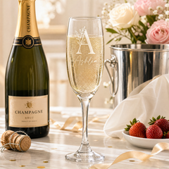 Personalised Floral Alphabet and Name Champagne Flute Prosecco Glass Gift Personalised Champagne Glasses ukgiftstoreonline