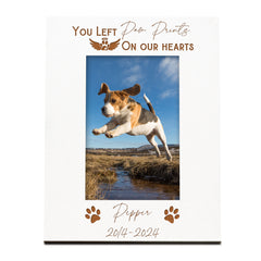 Personalised Dog Paw Prints White Wooden Photo Frame