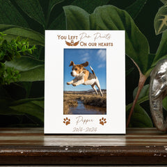 Personalised Dog Paw Prints White Wooden Photo Frame