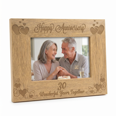 Wooden Photo Frame - 30th Anniversary Oak Wood Frame With Engraving Anniversary Photo Frame ukgiftstoreonline