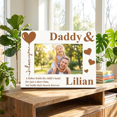 Personalised Daddy and Daughter or Son Heart White Wooden Photo Frame Gift Family Photo frame ukgiftstoreonline