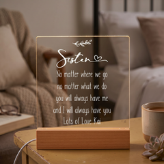 Personalised Sister Sentiment LED Night Lamp Keepsake Gift LED Lights ukgiftstoreonline