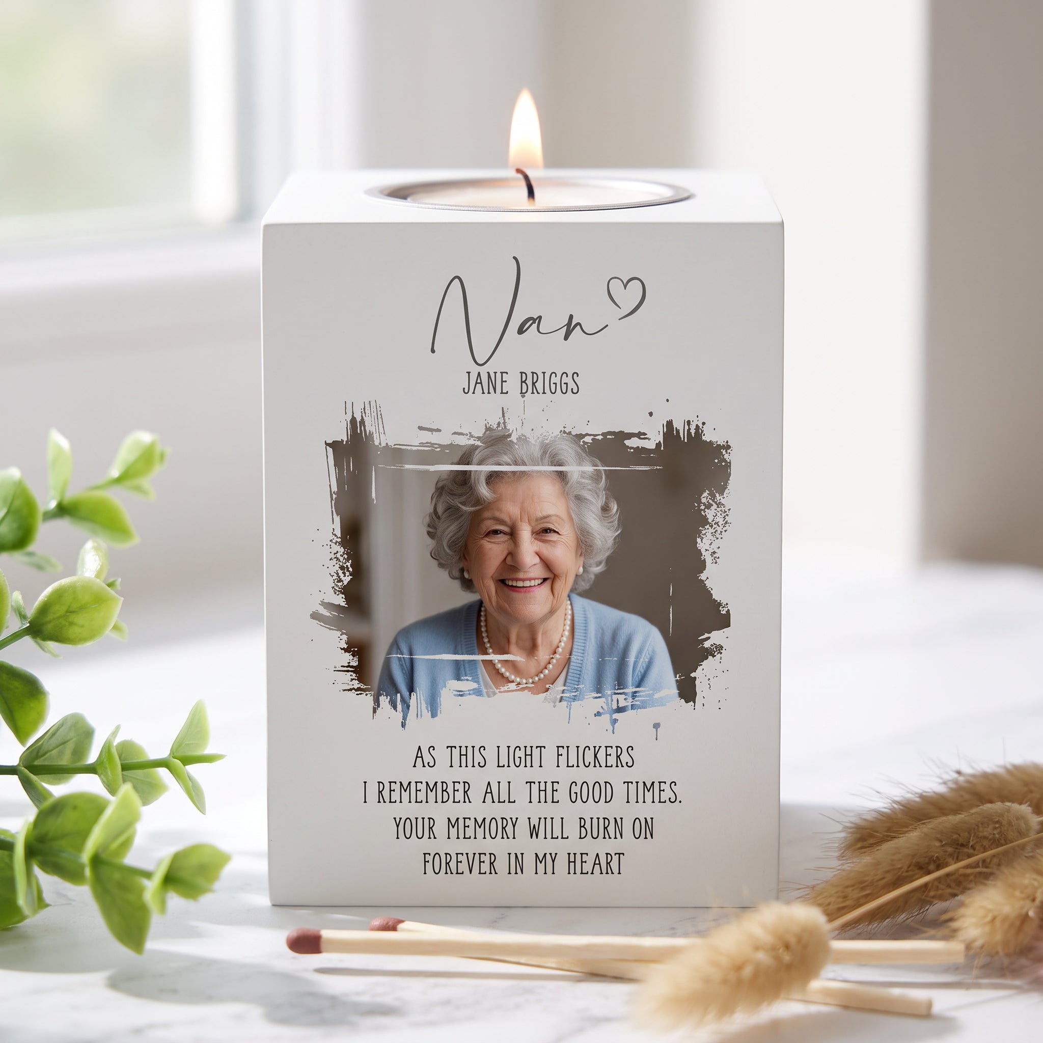Memorial Nan Tea Light Holder Bereavement Sympathy Gift With Photo Tea Light Holder ukgiftstoreonline