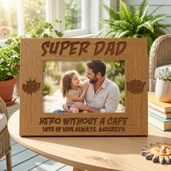 Personalised Super Dad Wooden Photo Frame Gift Daddy Photo Frame ukgiftstoreonline