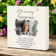 Personalised Granny Memorial Sympathy Plaque Indoor or Outdoor With Photo