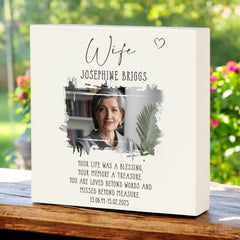Personalised Wife Memorial Sympathy Plaque Indoor or Outdoor With Photo