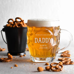Personalised Engraved Daddy Dimple Beer Mug Glass Gift