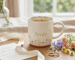 Bride Gift Mug - Rustic Terracotta Ceramic Bridal Cup With Wildflower Design ukgiftstoreonline