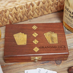 Personalised Luxury Playing Card Box With Dice mens personalised gift Keepsake Box ukgiftstoreonline