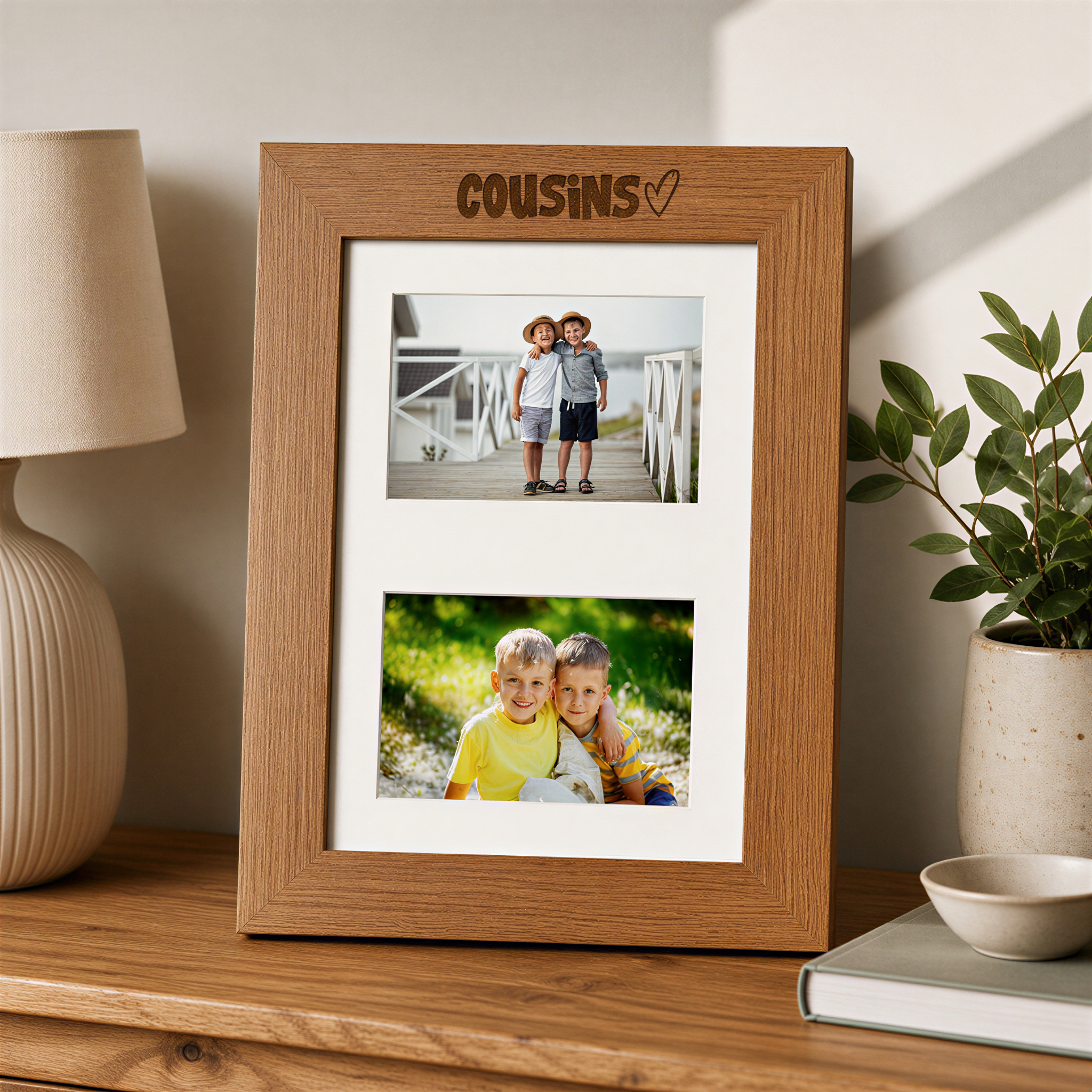 Double Photo Frame, Cousins 6x4 Inch Landscape Oak Wooden Tabletop Photo Frame ukgiftstoreonline