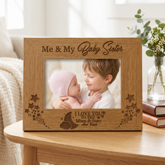 Engraved Photo Frame - Wooden Brother Sister Gift With Solid Wood Finish Sister Photo Frame ukgiftstoreonline