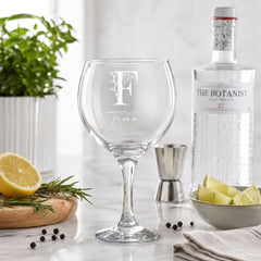 Personalised Beautiful Floral Alphabet Font Gin and Tonic or Cocktail Glass Gift Personalised Gin Glasses ukgiftstoreonline