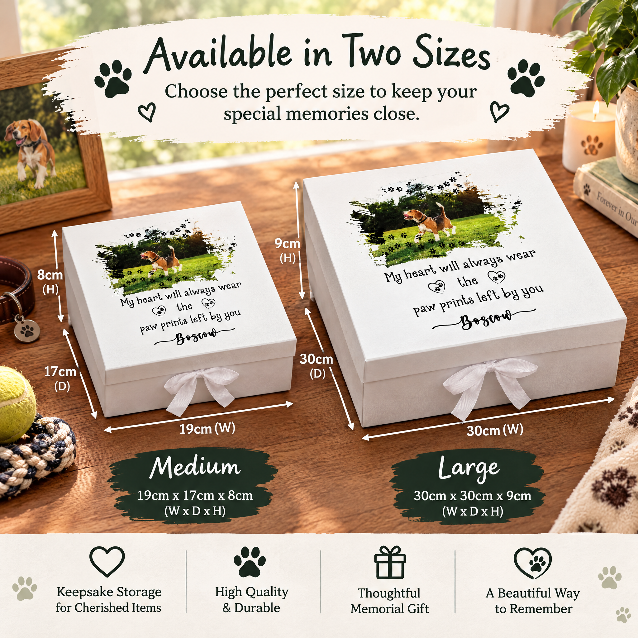 Pet Memorial Box, Personalised Paw Print Photo Keepsake For Pets ukgiftstoreonline