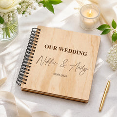 Wedding Photo Album, Engraved Wooden Keepsake, Spiral Bound 6X4 ukgiftstoreonline