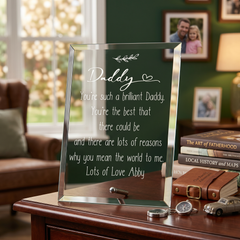 Personalised Daddy Keepsake Gift Glass Plaque With Sentiment Personalised Plaque Gift ukgiftstoreonline