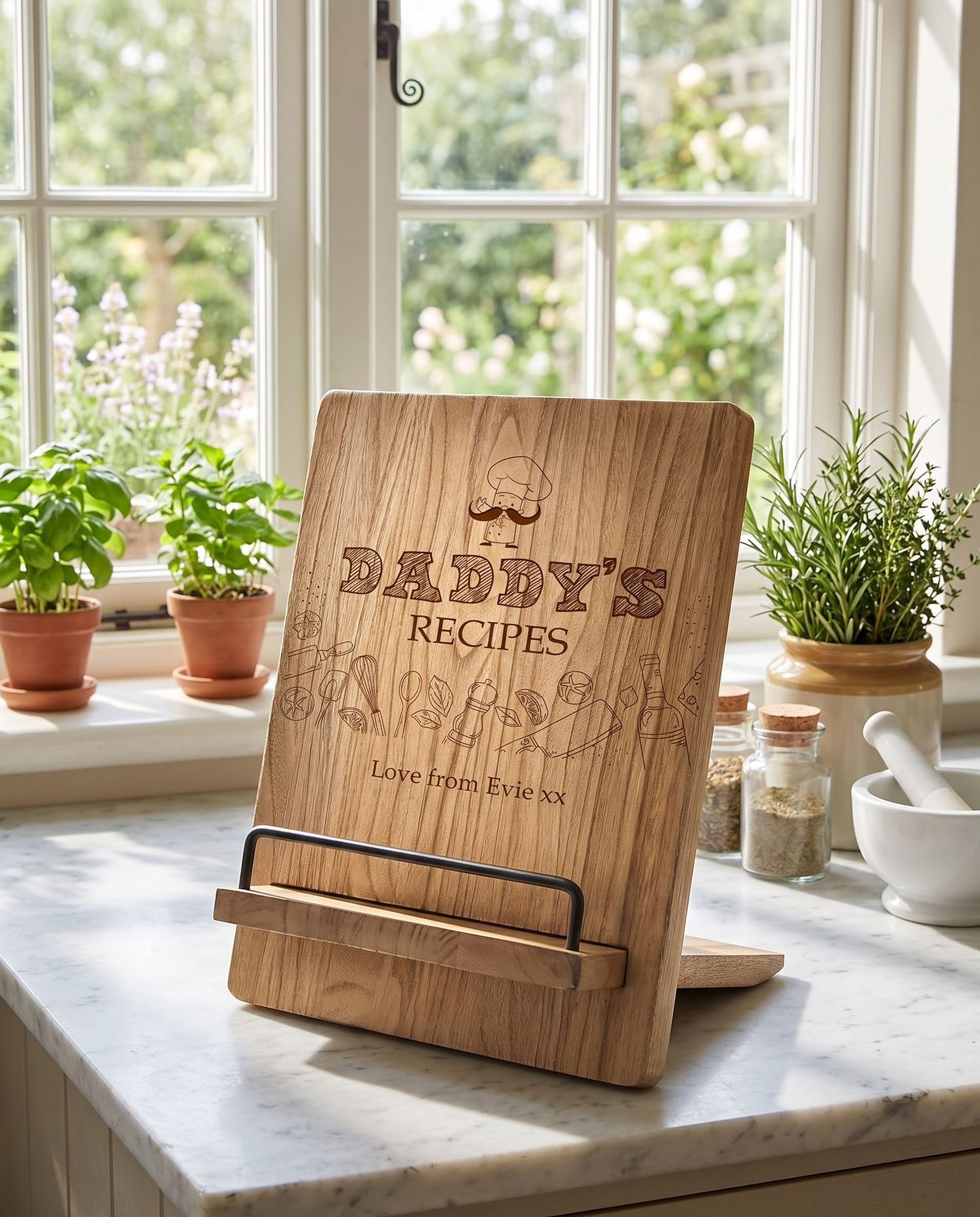 Personalised Daddy's Recipe Book Or Tablet Stand For Kitchen Gift recipe book holder ukgiftstoreonline