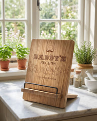 Personalised Daddy's Recipe Book Or Tablet Stand For Kitchen Gift recipe book holder ukgiftstoreonline