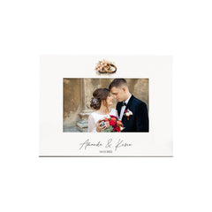 Personalised Wedding Day Photo Picture Frame With Floral Rings