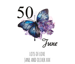 Personalised 50th Birthday Butterfly Gift Night Lamp With Wood Base
