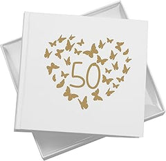 50th Birthday White Photo Album Gift With Butterflies 50 x 6x4 Photos Pack of 5 Wholesale Trade