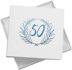 50th Birthday White Photo Album Gift For Her Or Him With Laurel Wreath Pack of 5 Wholesale Trade