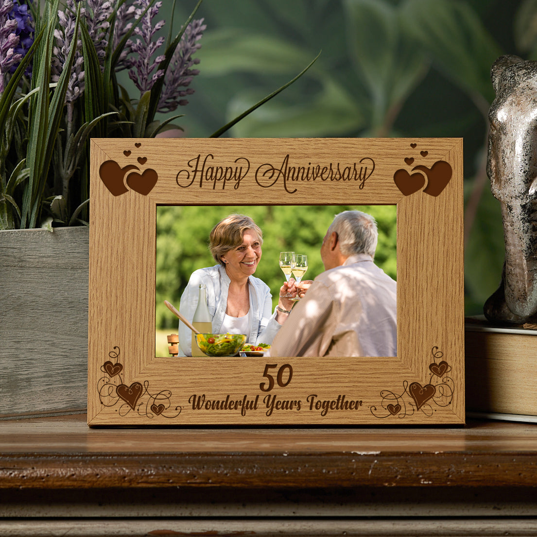 Happy 50th Anniversary Wooden Photo Frame Gift Anniversary Photo Frame ukgiftstoreonline